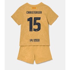 Barcelona Andreas Christensen #15 Bortedraktsett Barn 2022-23 Kortermet (+ korte bukser)